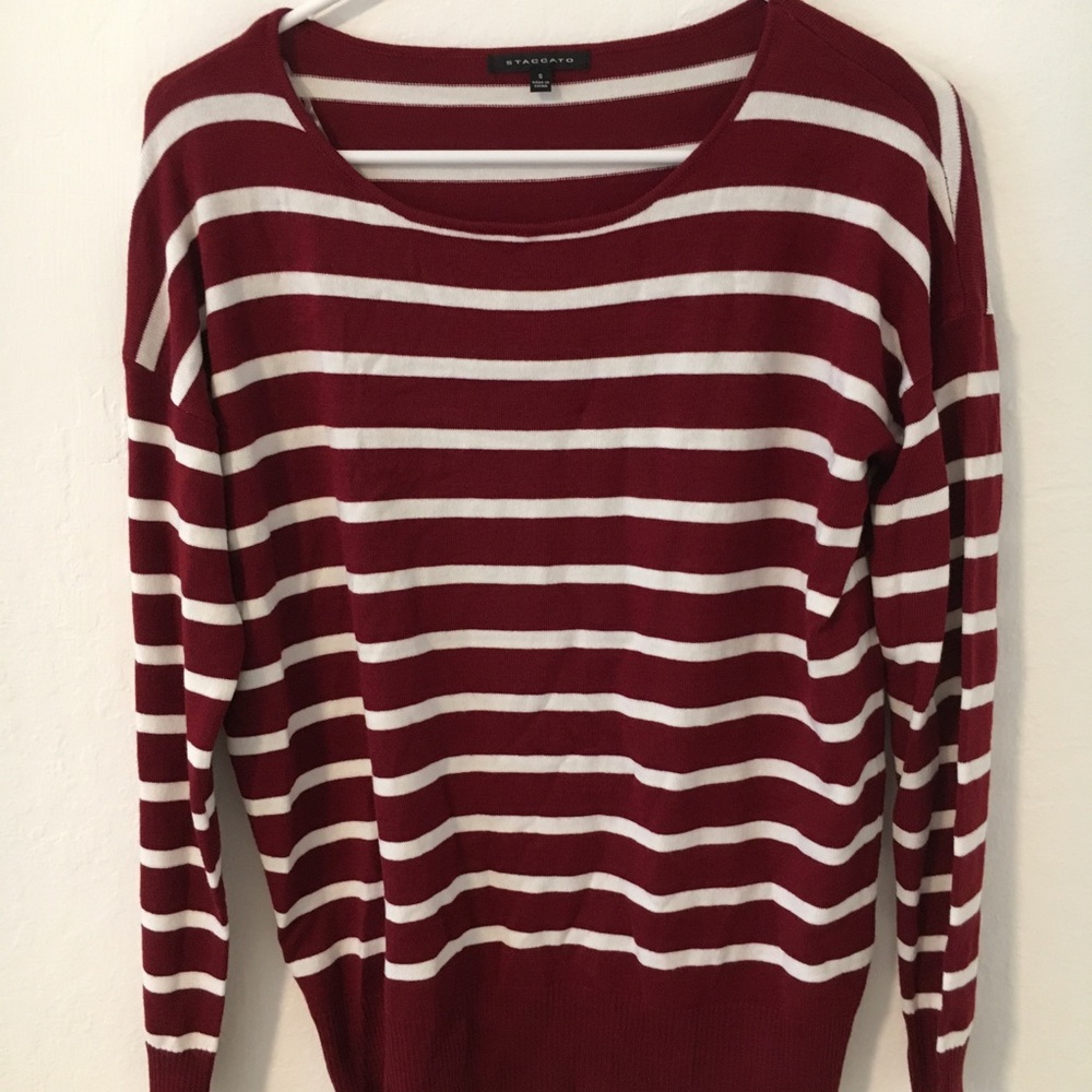 NWOT Maroon and white striped long sleeve